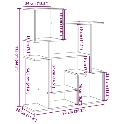Kamerscherm / boekenkast 92x29x112 cm hout artisanaal eiken