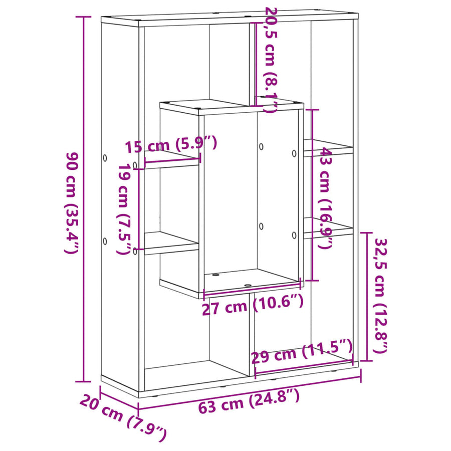 Boekenkast 63x20x90 cm bewerkt hout wit