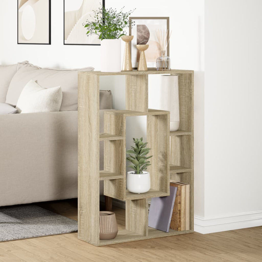Boekenkast 63x20x90 cm bewerkt hout sonoma eikenkleurig
