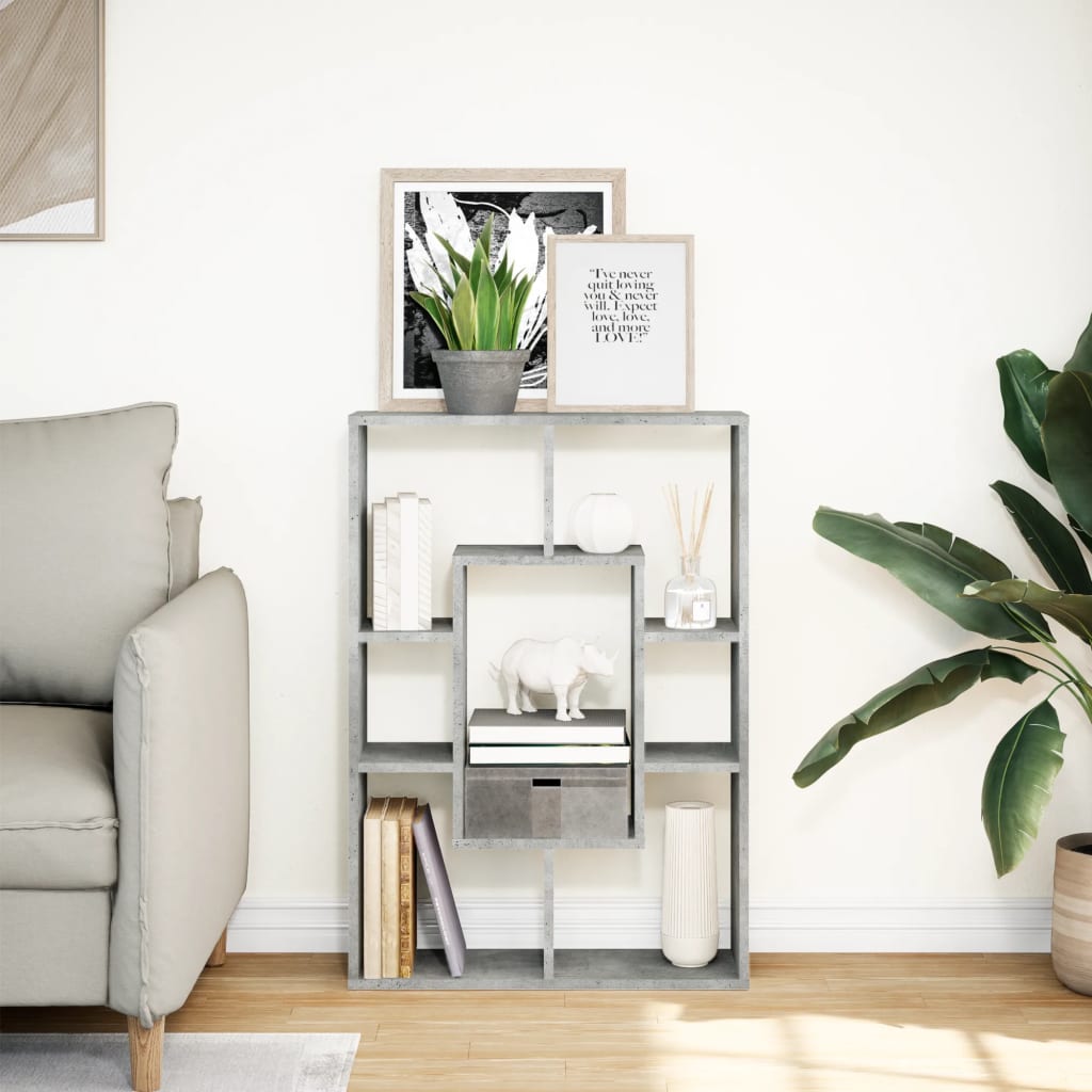 Boekenkast 63x20x90 cm bewerkt hout betongrijs