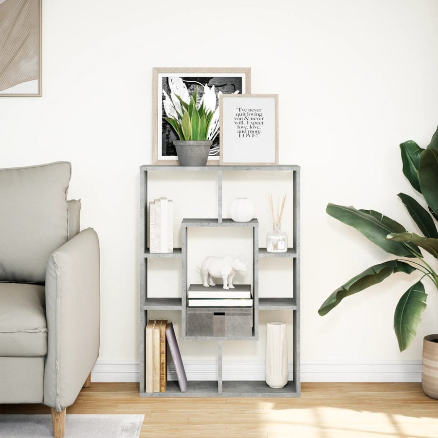 Boekenkast 63x20x90 cm bewerkt hout betongrijs