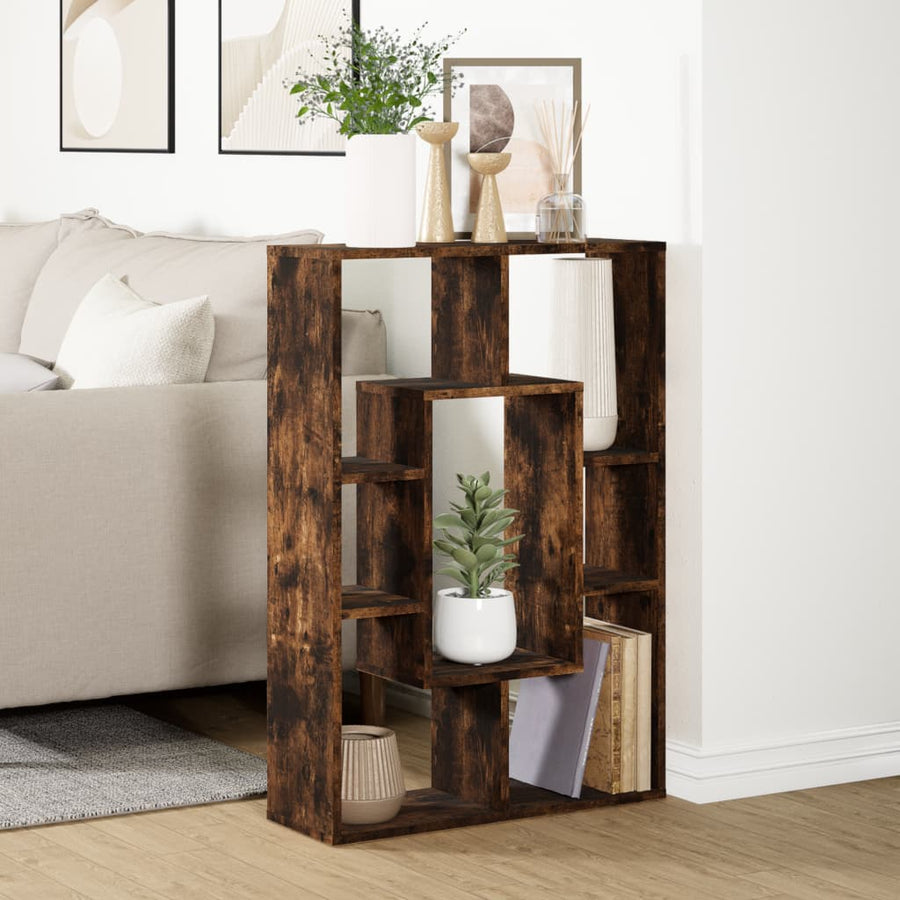 Boekenkast 63x20x90 cm bewerkt hout gerookt eikenkleurig