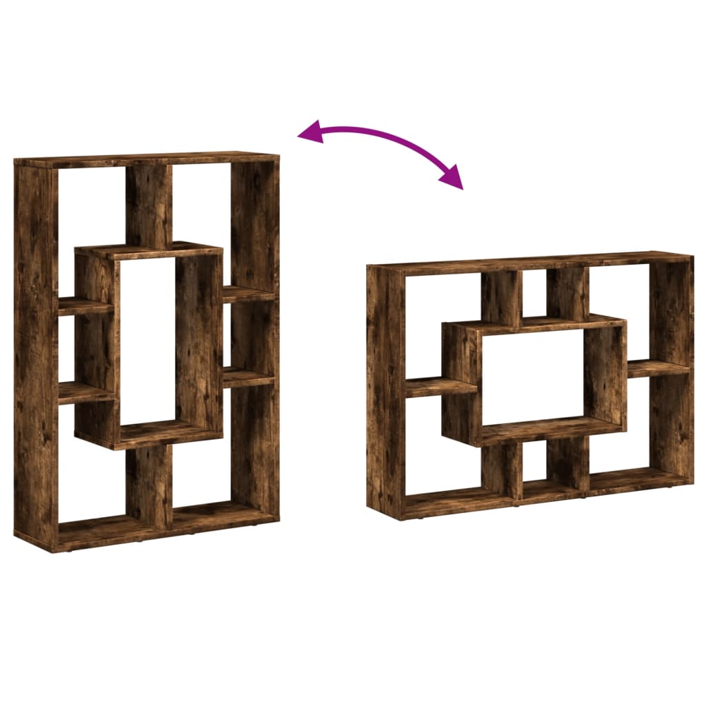 Boekenkast 63x20x90 cm bewerkt hout gerookt eikenkleurig