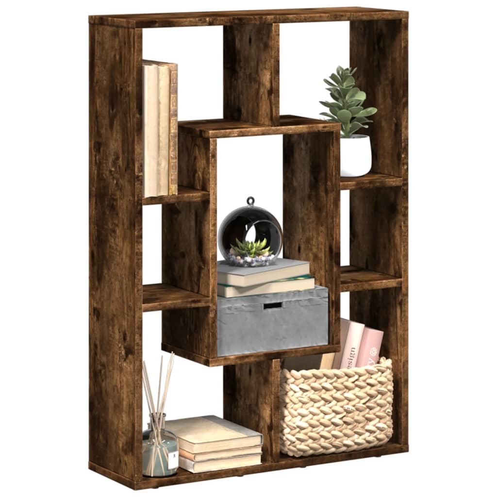 Boekenkast 63x20x90 cm bewerkt hout gerookt eikenkleurig