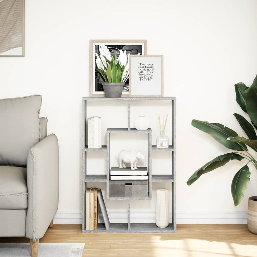 Boekenkast 63x20x90 cm bewerkt hout grijs sonoma eikenkleurig