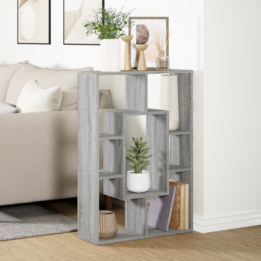 Boekenkast 63x20x90 cm bewerkt hout grijs sonoma eikenkleurig