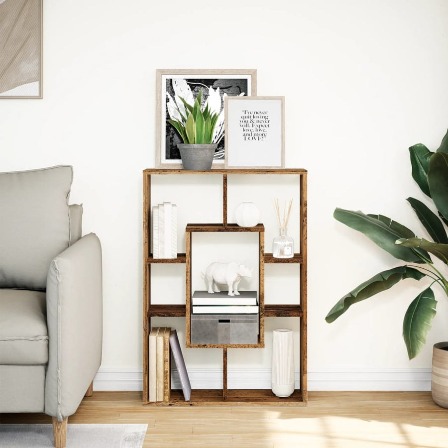Boekenkast 63x20x90 cm bewerkt hout oud houtkleurig