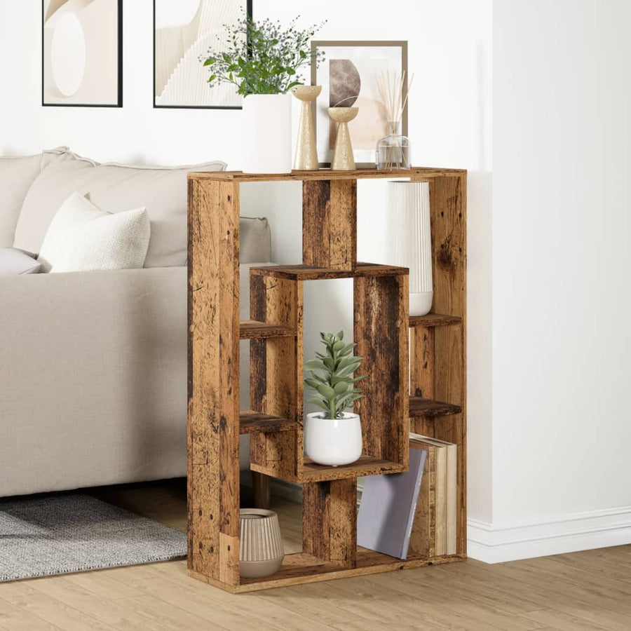 Boekenkast 63x20x90 cm bewerkt hout oud houtkleurig