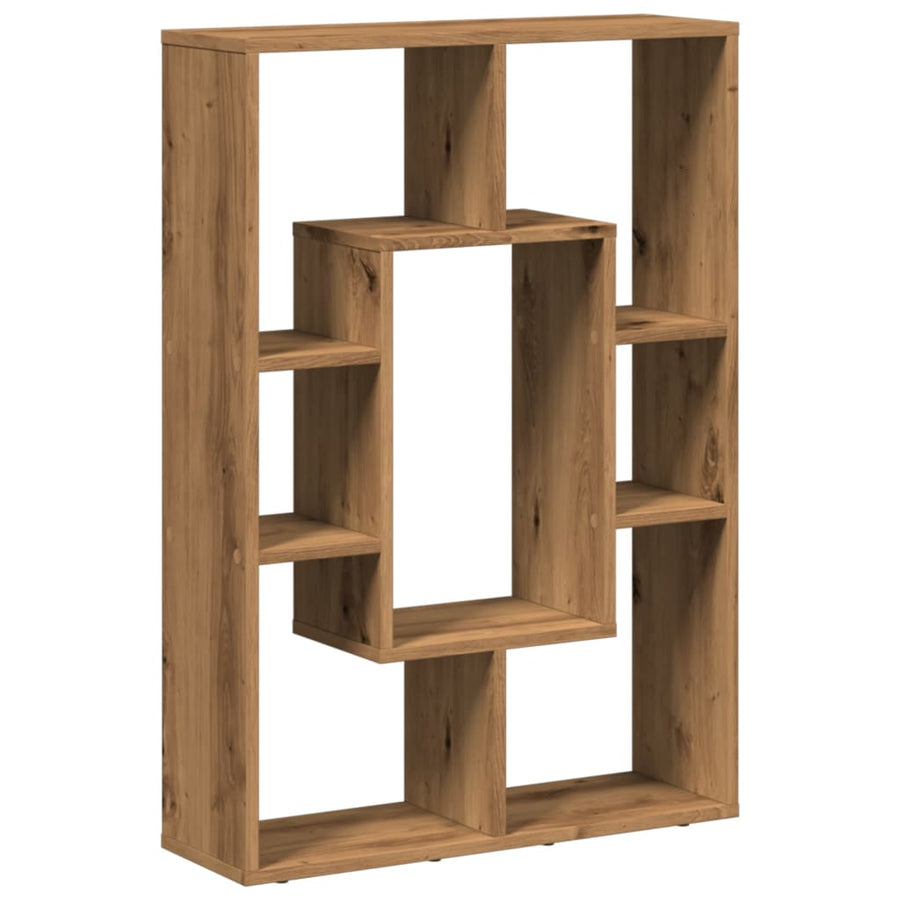 Boekenkast 63x20x90 cm bewerkt hout artisanaal eikenkleurig