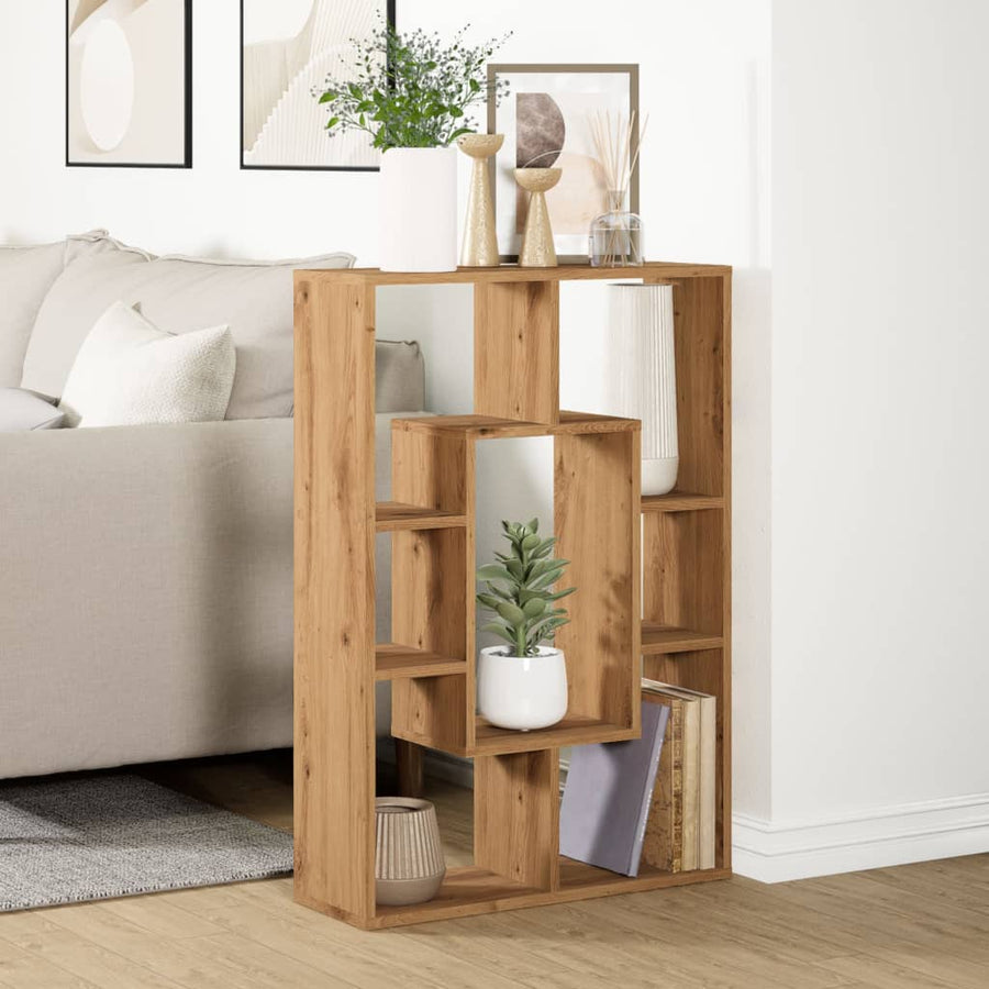 Boekenkast 63x20x90 cm bewerkt hout artisanaal eikenkleurig