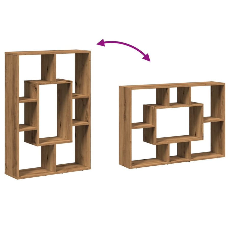 Boekenkast 63x20x90 cm bewerkt hout artisanaal eikenkleurig