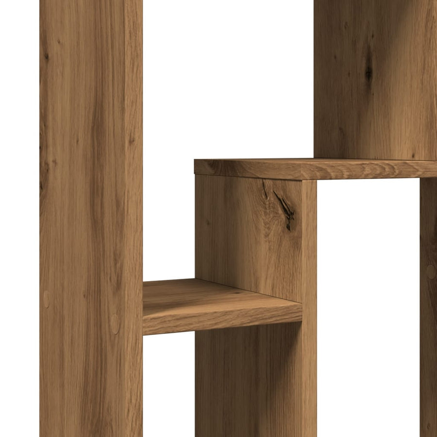 Boekenkast 63x20x90 cm bewerkt hout artisanaal eikenkleurig