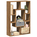 Boekenkast 63x20x90 cm bewerkt hout artisanaal eikenkleurig