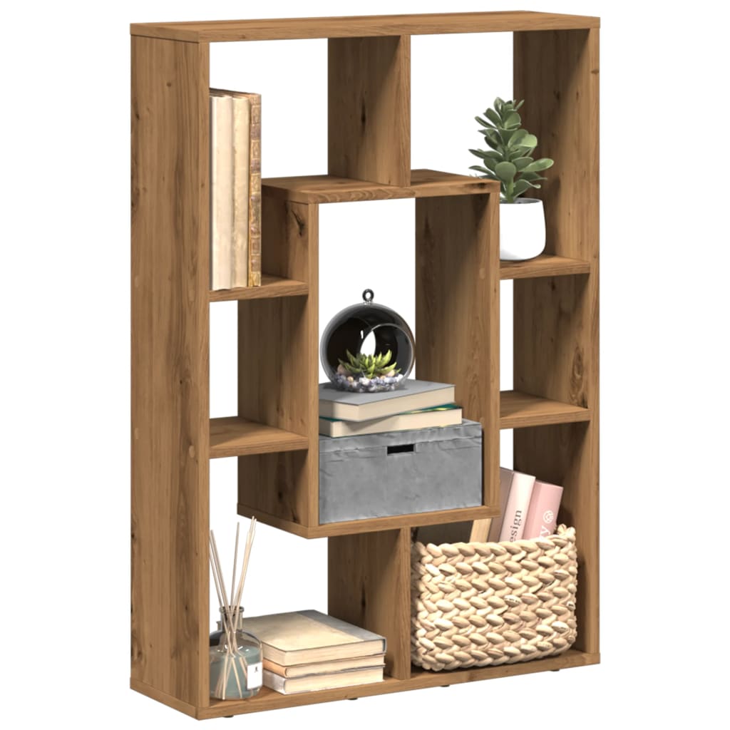 Boekenkast 63x20x90 cm bewerkt hout artisanaal eikenkleurig