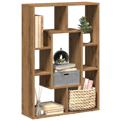 Boekenkast 63x20x90 cm bewerkt hout artisanaal eikenkleurig