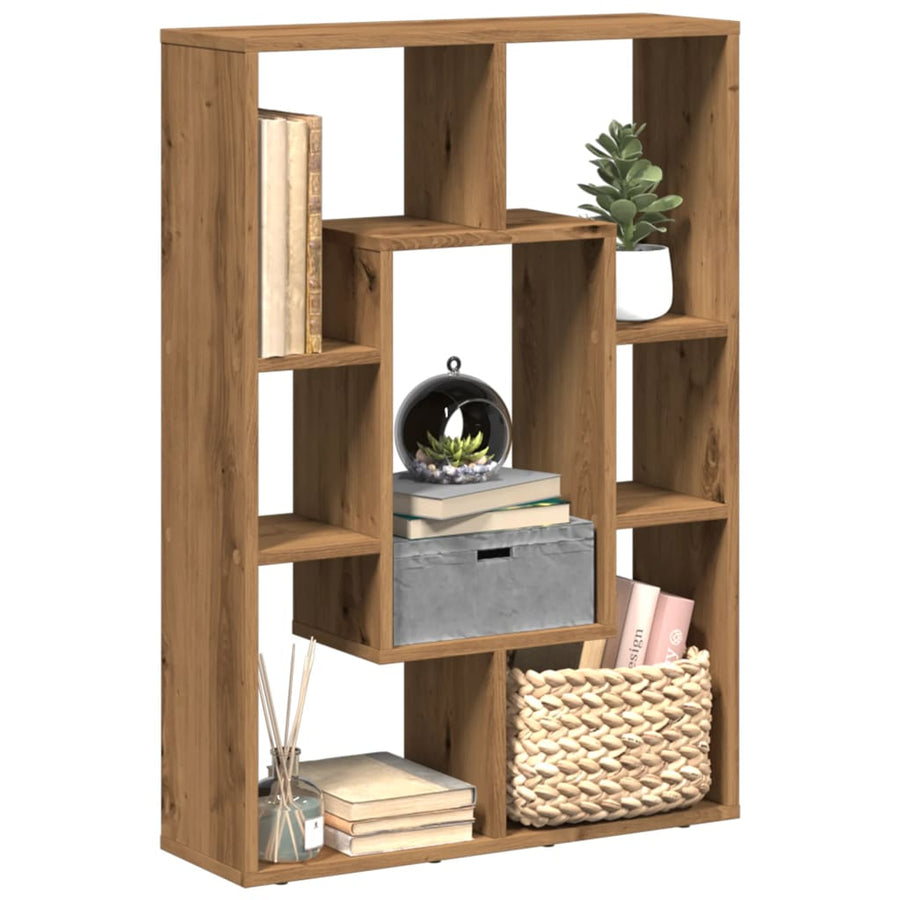 Boekenkast 63x20x90 cm bewerkt hout artisanaal eikenkleurig