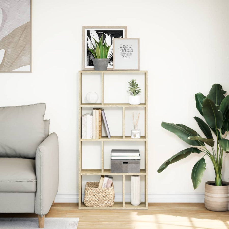 Boekenkast 60x20x120 cm bewerkt hout sonoma eikenkleurig