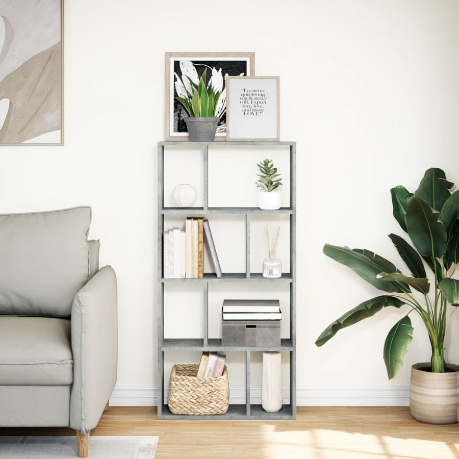 Boekenkast 60x20x120 cm bewerkt hout betongrijs