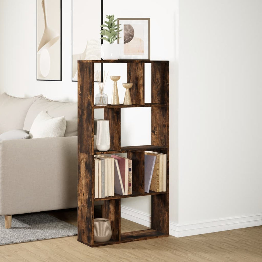 Boekenkast 60x20x120 cm bewerkt hout gerookt eikenkleurig