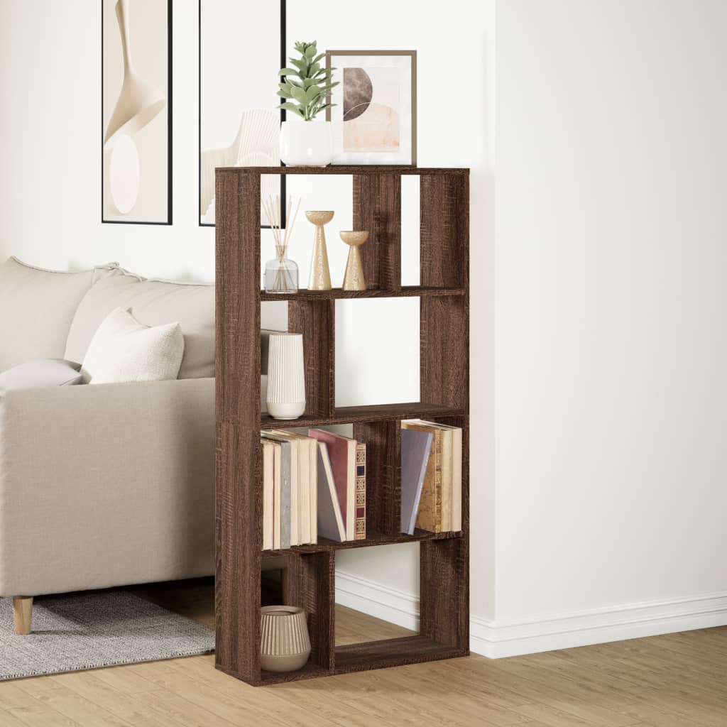 Boekenkast 60x20x120 cm bewerkt hout bruin eikenkleurig