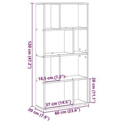 Boekenkast 60X20X120 Cm Bewerkt Hout 60 cm artisanaal eikenkleurig