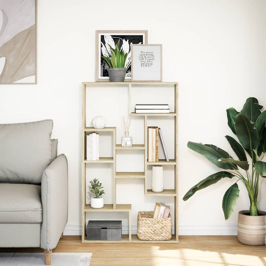 Boekenkast 72x20x120 cm bewerkt hout sonoma eikenkleurig