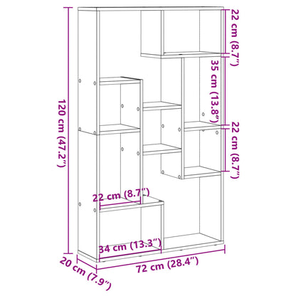 Boekenkast 72x20x120 cm bewerkt hout sonoma eikenkleurig