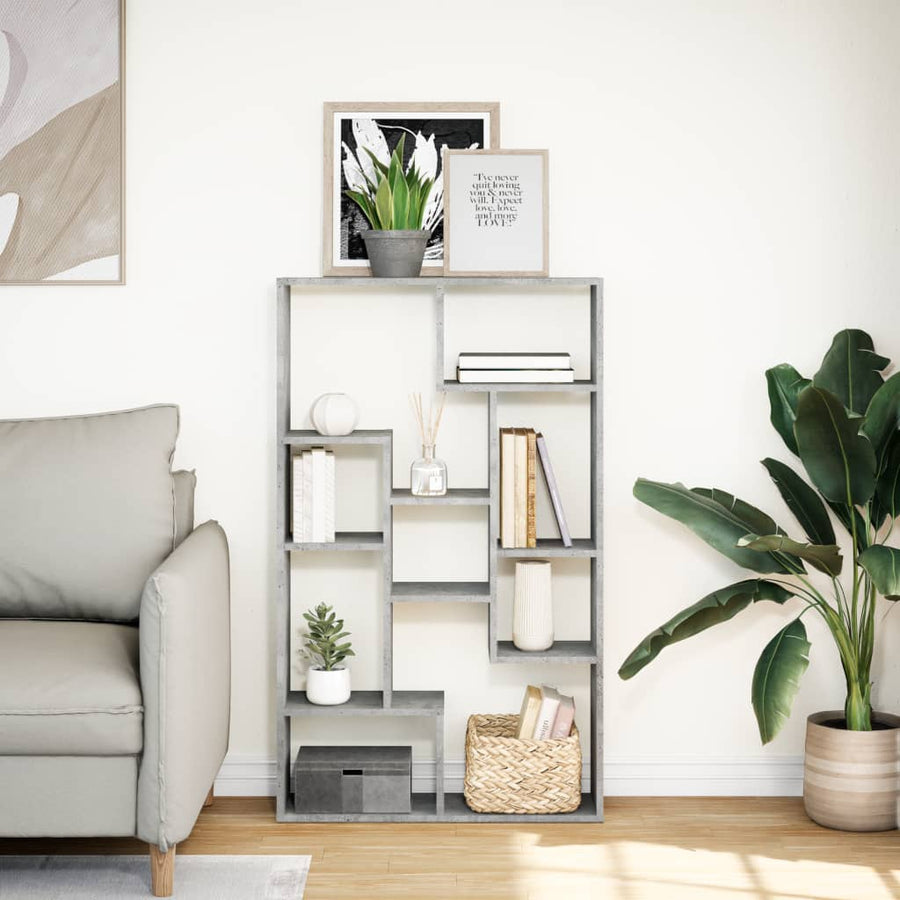 Boekenkast 72x20x120 cm bewerkt hout betongrijs