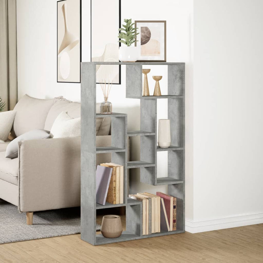Boekenkast 72x20x120 cm bewerkt hout betongrijs