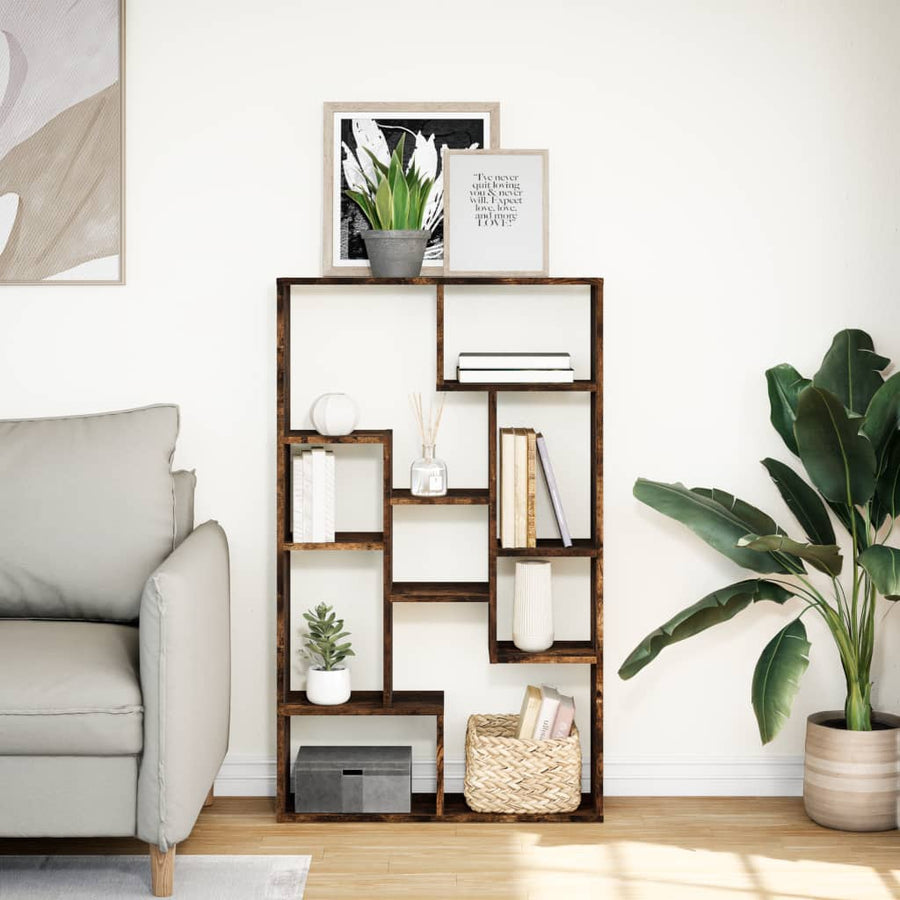 Boekenkast 72x20x120 cm bewerkt hout gerookt eikenkleurig