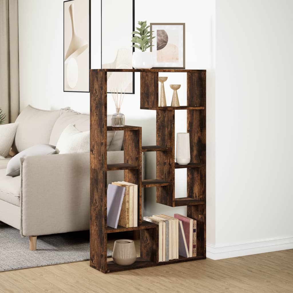 Boekenkast 72x20x120 cm bewerkt hout gerookt eikenkleurig