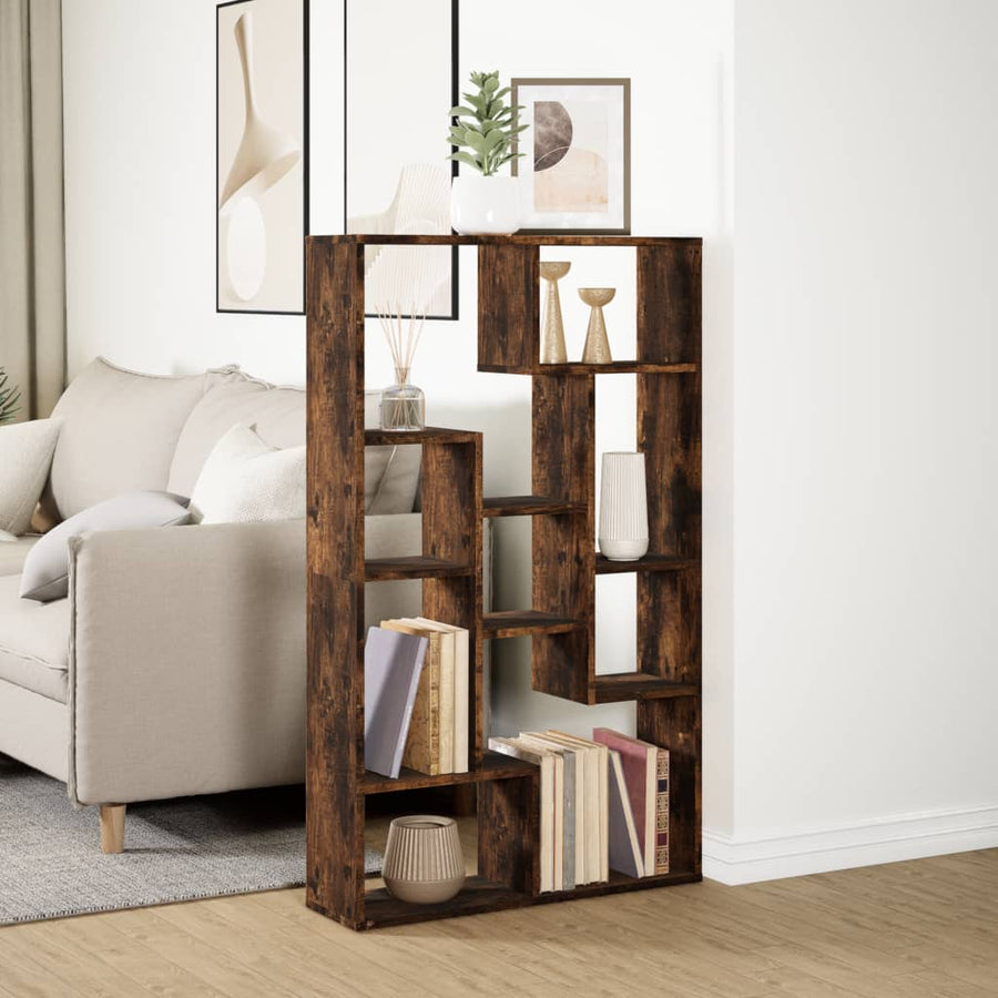 Boekenkast 72x20x120 cm bewerkt hout gerookt eikenkleurig