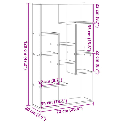 Boekenkast 72x20x120 cm bewerkt hout gerookt eikenkleurig