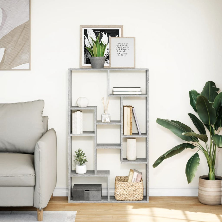 Boekenkast 72x20x120 cm bewerkt hout grijs sonoma eikenkleurig