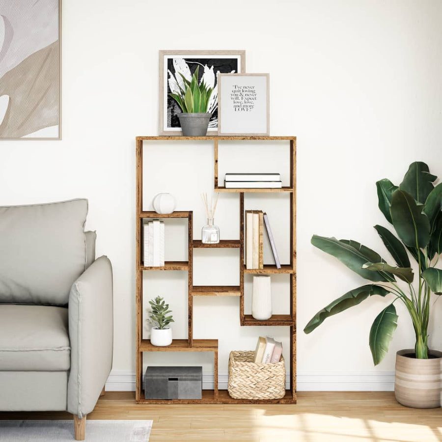 Boekenkast 72x20x120 cm bewerkt hout oud houtkleurig