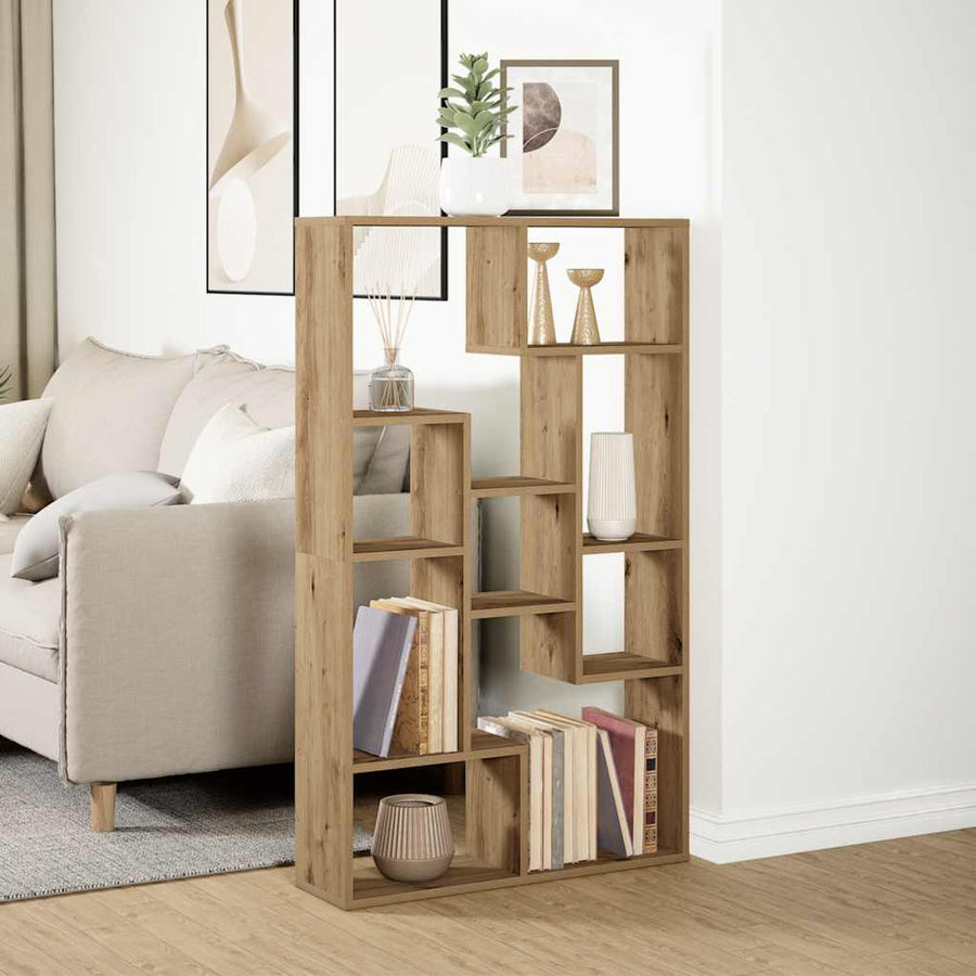 Boekenkast 72X20X120 Cm Bewerkt Hout 72 cm artisanaal eikenkleurig