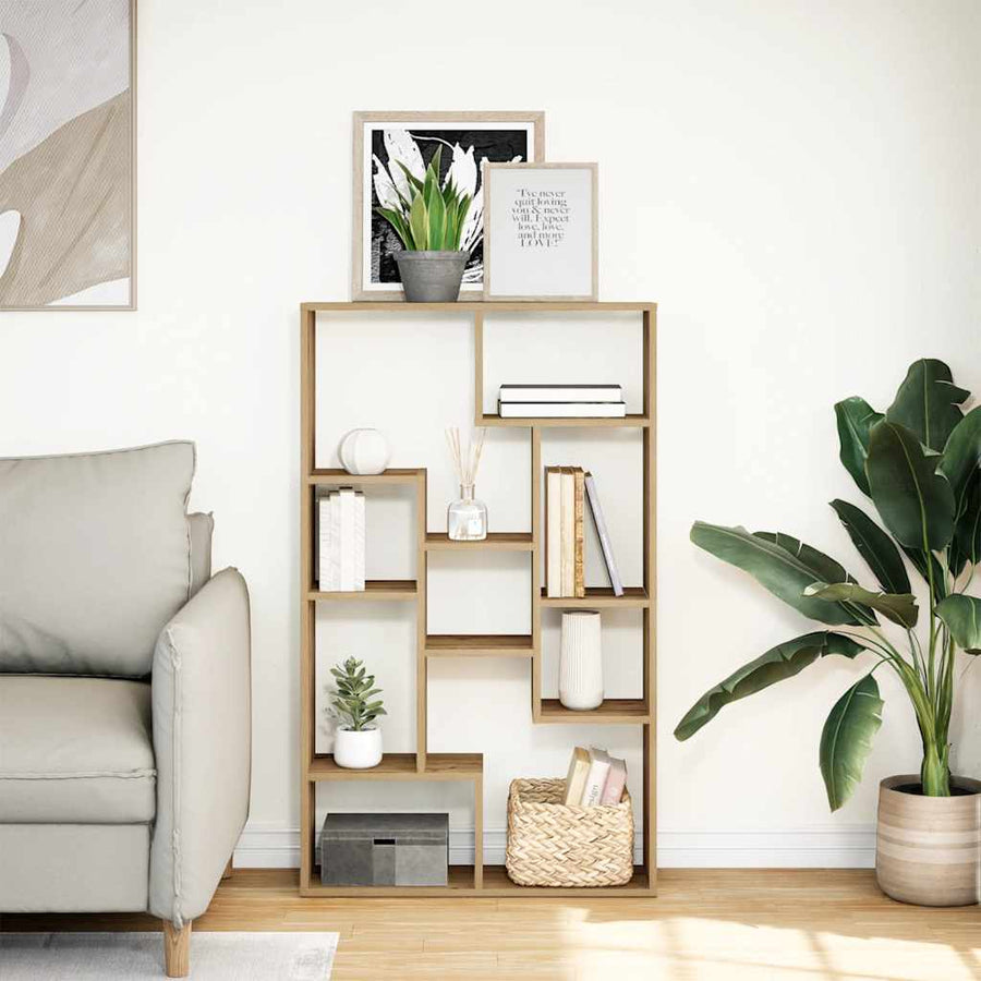 Boekenkast 72X20X120 Cm Bewerkt Hout 72 cm artisanaal eikenkleurig