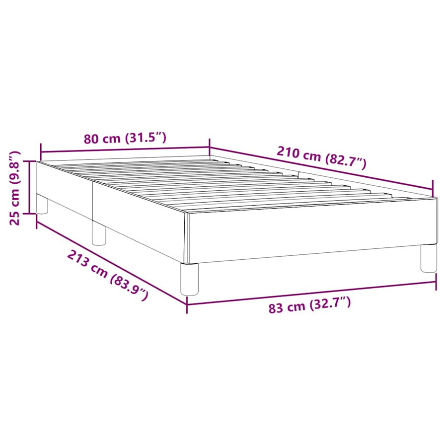 Bedframe zonder matras 80x210 cm fluweel lichtgrijs