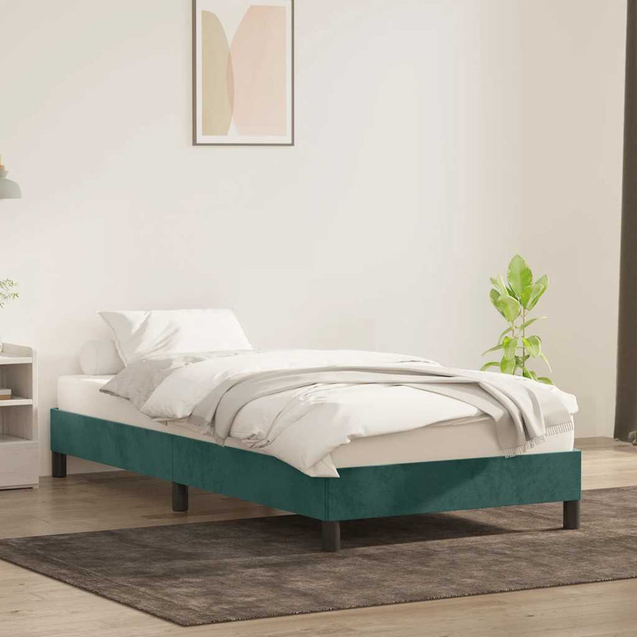 Bedframe zonder matras 100x220 cm fluweel donkergroen