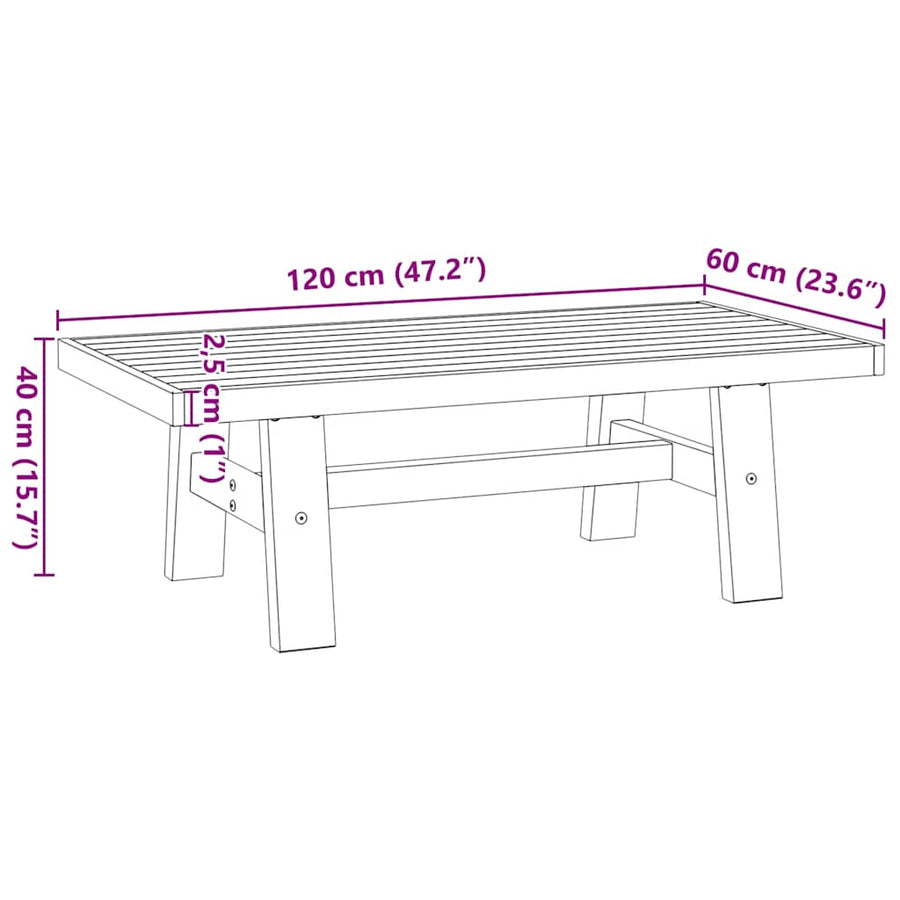 Salontafel NOAIN A-vormige poten 120x60x40 cm massief hout
