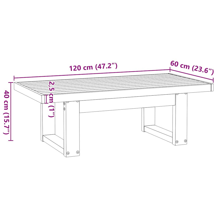 Salontafel NOAIN U-vormige poten 120x60x40 cm massief hout