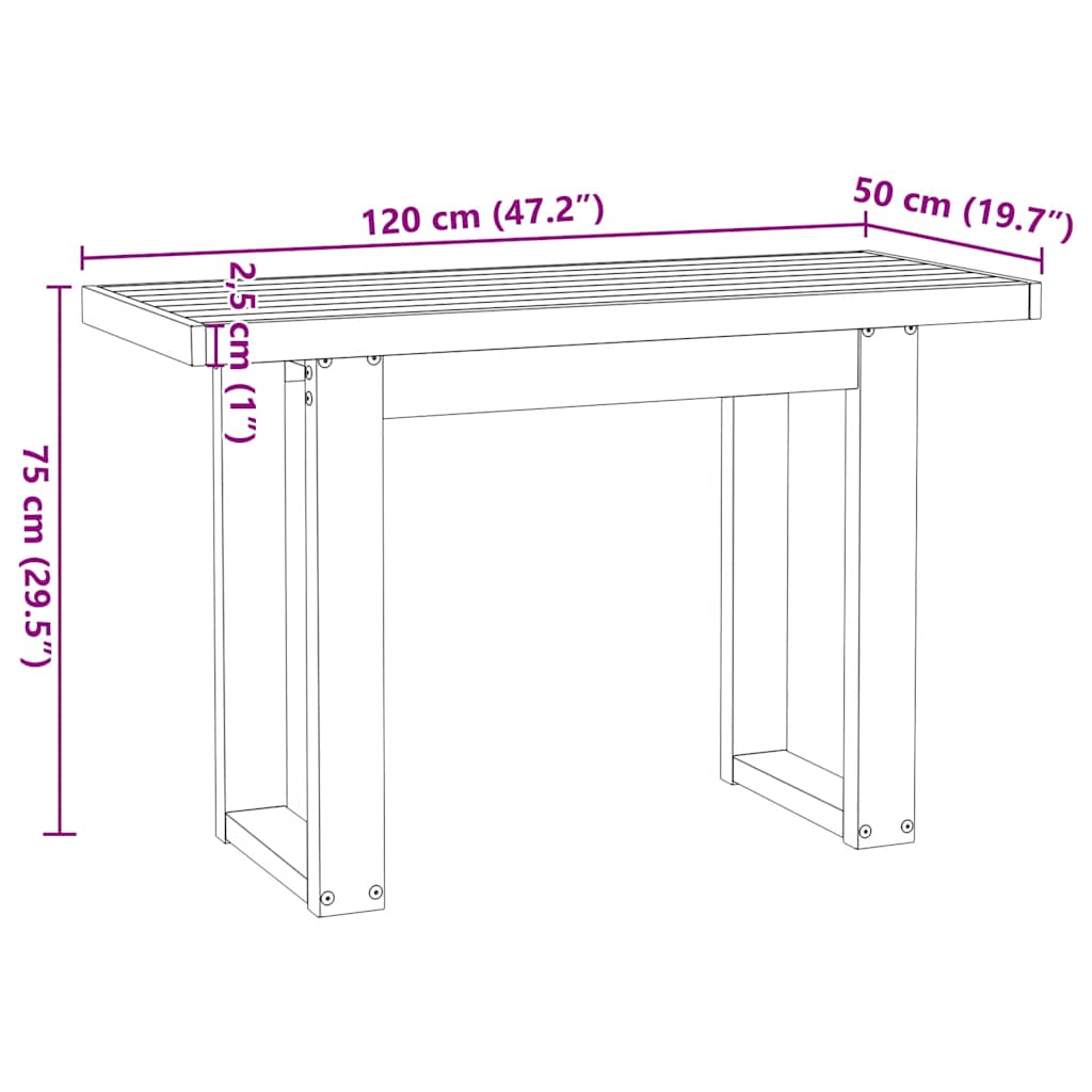 Bureau NOAIN U-vormige poten 120x50x75 cm massief hout