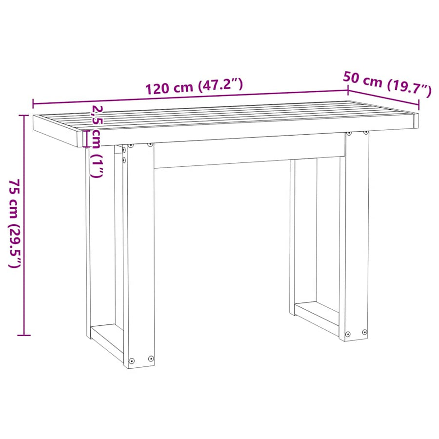 Bureau NOAIN U-vormige poten 120x50x75 cm massief hout
