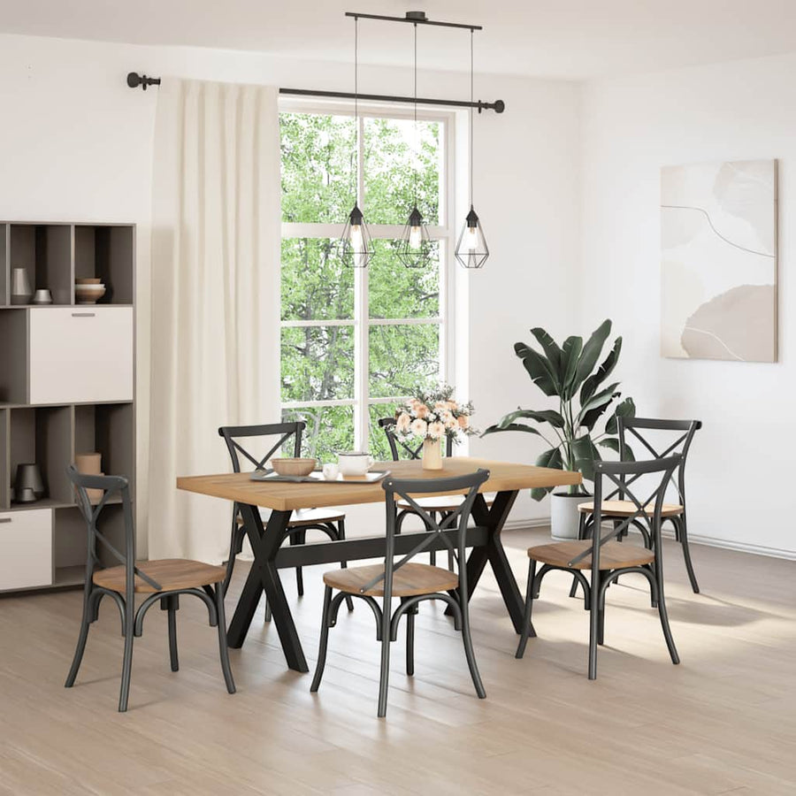 Eettafel NOAIN X-vormige poten 160x90x75 cm massief hout