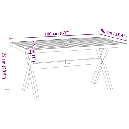 Eettafel NOAIN X-vormige poten 160x90x75 cm massief hout