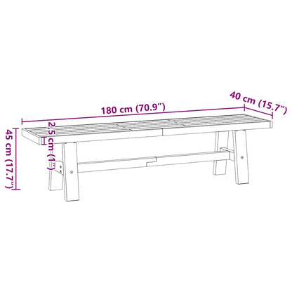 Eetbank NOAIN A-vormige poten 180x40x45 cm massief hout