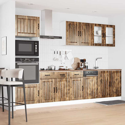 7-delige Keukenkastenset Lucca bewerkt hout gerookt eiken