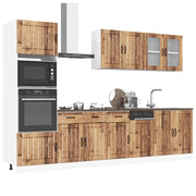 Keukenkastenset 7-delig bewerkt hout oud houtkleurig