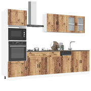 Keukenkastenset 7-delig bewerkt hout oud houtkleurig