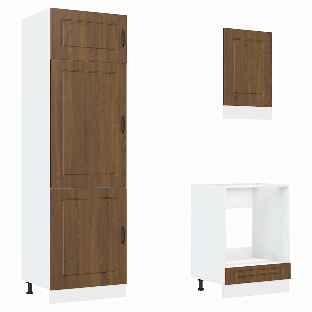 7-delige Keukenkastenset Kalmar bewerkt hout bruin eikenkleur